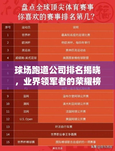 球场跑道公司排名揭晓，业界领军者的荣耀榜单