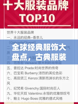全球经典服饰大盘点，古典服装排名TOP榜